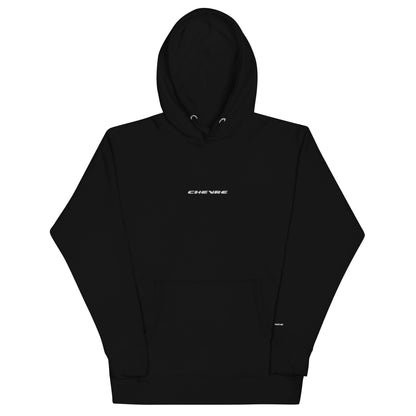 chevre basic black hoodie white stitching front