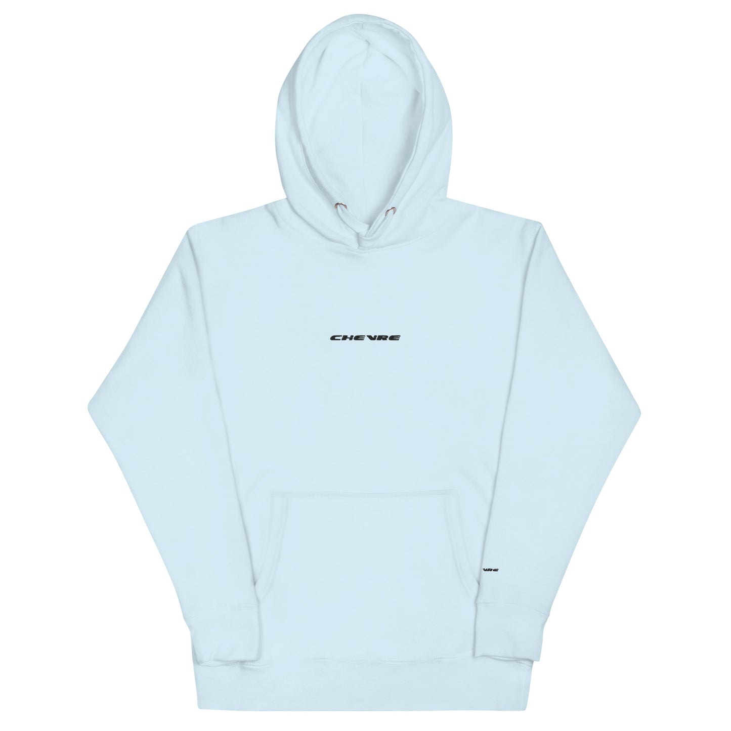 chevre basic sky baby blue hoodie black stitching front