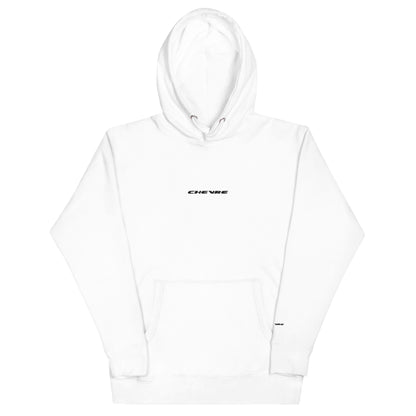 chevre basic white hoodie black stitching front